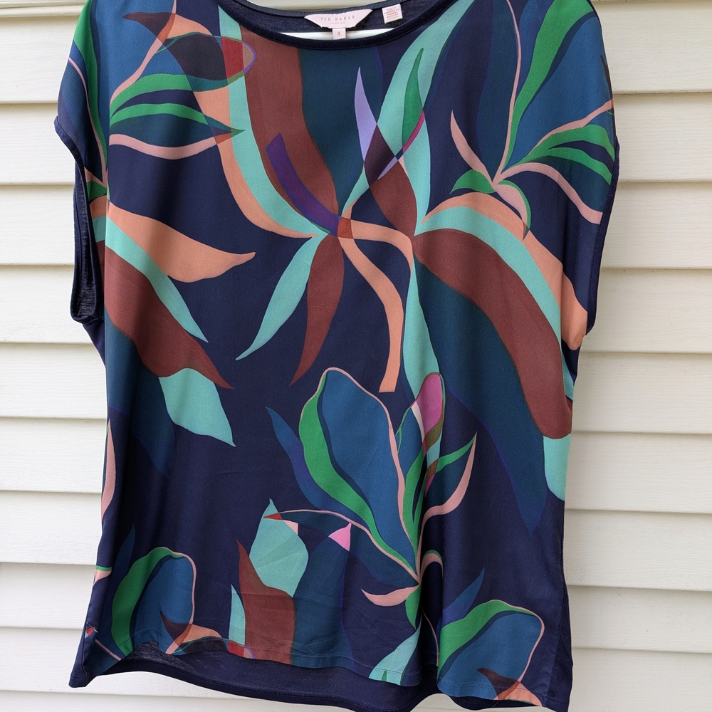 Ted Baker Green Blue Sleeveless Relaxed Blouse